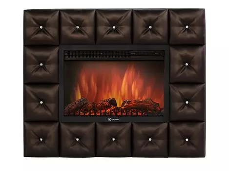 Electrolux Каминокомплект: Очаг EFP/P-3020LS с порталом Crystal 30 темная экокожа