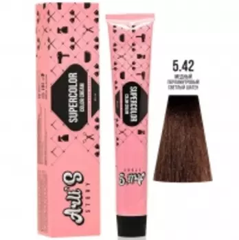 Arli's Story Cтойкая крем-краска с кератином Supercolor Color Cream, 5.42 Медный перламутровый светлый шатен, 60 мл