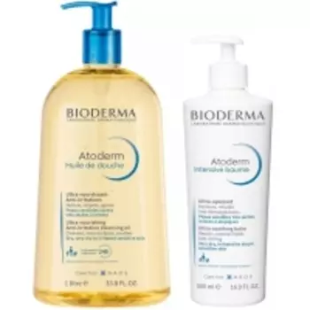 Bioderma - Набор для ежедневного ухода для тела: бальзам, 500 мл + масло для душа, 1 л