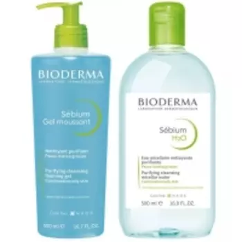 Bioderma - Набор очищающий: гель, 500 мл + мицеллярная вода, 500 мл