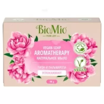 BioMio Vegan Soap Aromatherapy - Натуральное мыло "Пион и пальмароза", 90 г