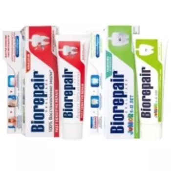 Biorepair - Набор зубных паст для семьи, 2х75 мл