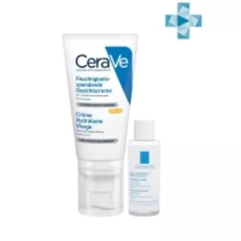 CeraVe - Набор: Увлажняющий лосьон CeraVe для нормальной и сухой кожи лица SPF 25, 52 мл + Мицеллярная вода La Roche-Posay Ultra для чувствительной кожи, 15 мл