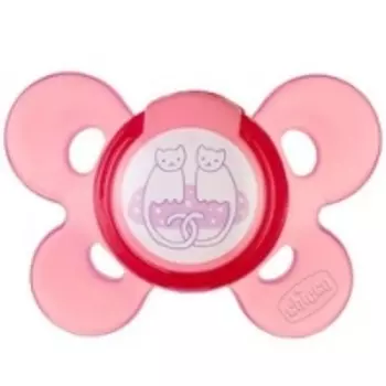 Chicco Physio Comfort - Пустышка силиконовая Котики, с 6-12 месяцев, 1 шт
