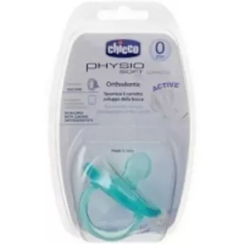 Chicco Physio Soft - Пустышка силиконовая голубая, с 0-6 месяцев, 1 шт