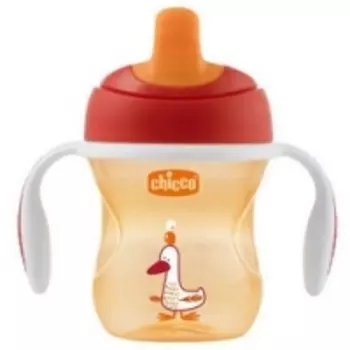 Chicco Training Cup - Чашка-поильник полужесткий носик 6+, цвет красный, 200 мл