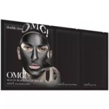 Double Dare OMG! Man In Black Peel Off Mask Kit - Трехкомпонентный комплекс мужских масок Смягчением и восстановление