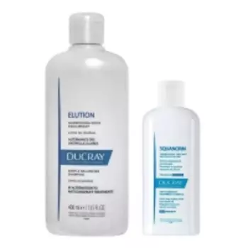 Ducray - Набор против перхоти: шампунь балансирующий 400 мл + шампунь от жирной перхоти 200 мл