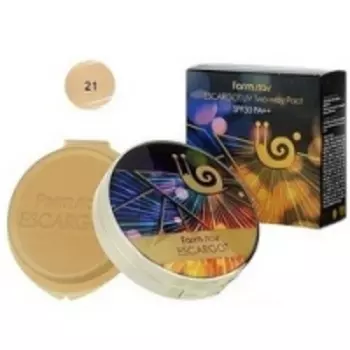 FarmStay Escargot Noblesse - Пудра с экстрактом королевской улитки, тон 21 светлый беж, со сменным блоком, 2х12 г