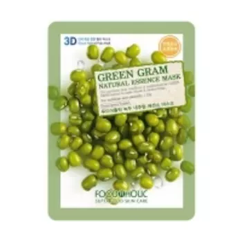 Food A Holic - Тканевая 3D маска с экстрактом бобов мунг для упругости кожи Green Gram Natural Essence Mask, 23 г