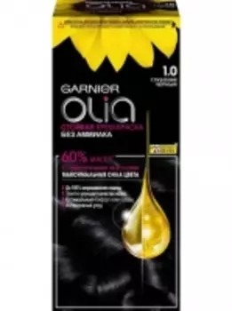 Garnier Olia - Стойкая крем-краска для волос 1.0 Глубокий чёрный, 112 мл