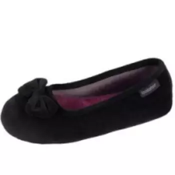 Isotoner - Балеринки 93456 на резиновой подошве, Велюр черный, размер 35-36