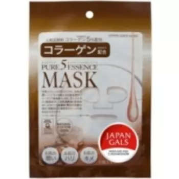 Japan Gals Pure5 Essential - Маска с коллагеном, 1 шт.