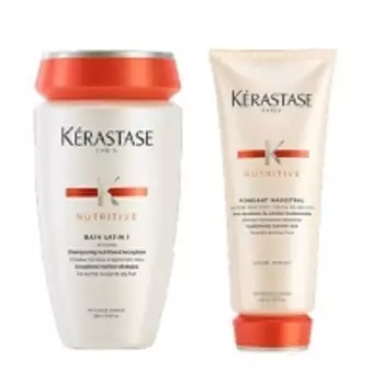 Kerastase Nutritive - Комплект Шампунь - Ванна Сатин № 1 + Молочко, 250 мл + 200 мл