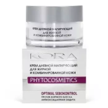 KORA - Крем дневной матирующий для комбинированной и жирной кожи, 50 мл
