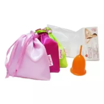 LilaCup - Чаша менструальная Практик, в атласном мешочке, оранжевая, размер S, 1 шт