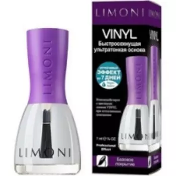 Limoni Vinyl Collection Fast Dry Base Coat - Быстросохнущая ультратонкая основа для лака, 7 мл