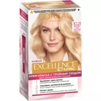 Loreal Paris Excellence - Крем-краска для волос, 10.21 Светло-светло русый перламутровый осветляющий, 1 шт