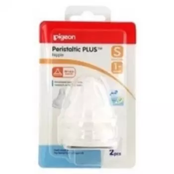 Pigeon Peristaltic Plus S - Соска силиконовая для детской бутылочки, с 1 месяца, 2 шт