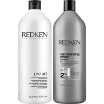 Redken - Набор: Очищающий уход pre art treatment, 1000 мл + Шампунь-уход hair cleansing cream для глубокой очистки волос и кожи головы, 1000 мл