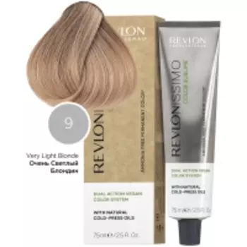 Revlon Professional - Перманентный краситель с маслами холодного отжима, оттенок 9 Очень светлый блондин, 75 мл
