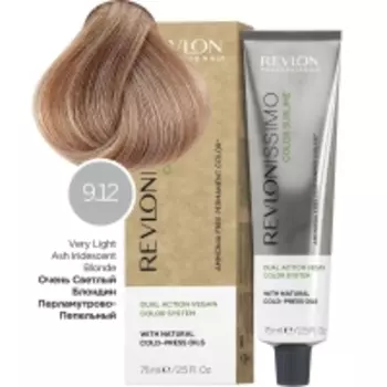 Revlon Professional - Перманентный краситель с маслами холодного отжима, оттенок 9.12 Очень Светлый Пепельно-Перламутровый Блондин, 75 мл