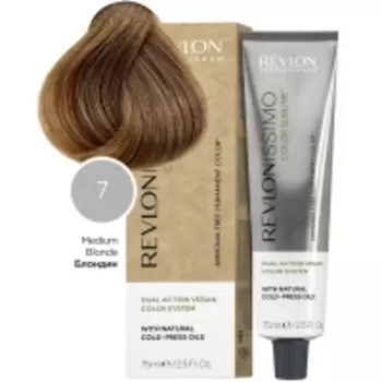 Revlon Professional Revlonissimo - Безаммиачный перманентный веганский краситель с маслами холодного отжима 7 блондин, 75 мл