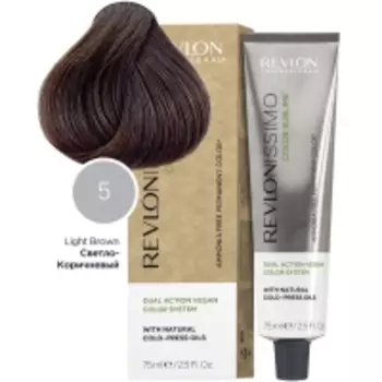 Revlon Professional Revlonissimo - Безаммиачный перманентный веганский краситель с маслами холодного отжима 5 светло-коричневый, 75 мл