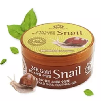 Royal Skin 24K Gold Snail Soothing Gel - Крем-гель увлажняющий, с 24 каратного золота и фильтрата улитки, 300 мл