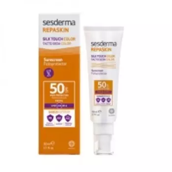 Sesderma REPASKIN SILK TOUCH COLOUR Facial SPF50 - Средство солнцезащитное тонирующее с нежностью шелка для лица СЗФ50, 50 мл