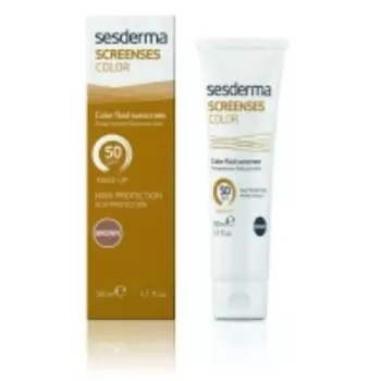Sesderma Screenses Color Fluid Sunscreen Brown SPF 50 - Солнцезащитное тональное средство, темный тон, 50 мл