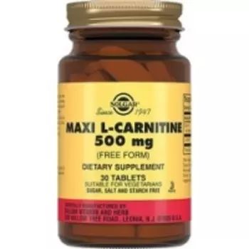 Solgar Maxi L-Carnitine 500 mg - L-карнитин в таблетках, 30 шт