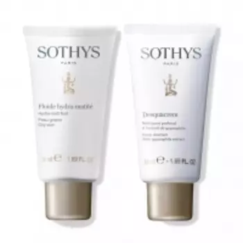 Sothys - Набор для устранения жирного блеска: крем отшелушивающий 50 мл + флюид 50 мл