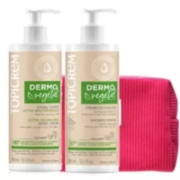 Topicrem - Набор Dermovegetal: косметичка большая + крем для тела 390 мл + крем для душа 390 мл