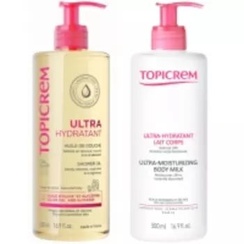 Topicrem UM Body - Набор ультра-увлажняющих средств для тела: масло для душа 500 мл + молочко 500 мл