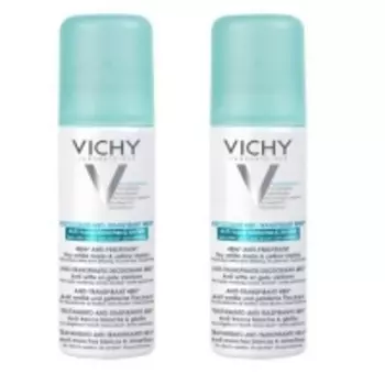 Vichy - Комплект: Дезодорант-антиперспирант 48ч спрей против белых и желтых пятен, 2 шт. по 125 мл, 1 шт