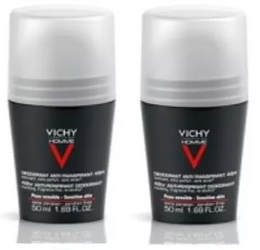 Vichy - Комплект: Дезодорант - шарик 48 часов для чувствительной кожи, 2 шт. по 50 мл, 1 шт