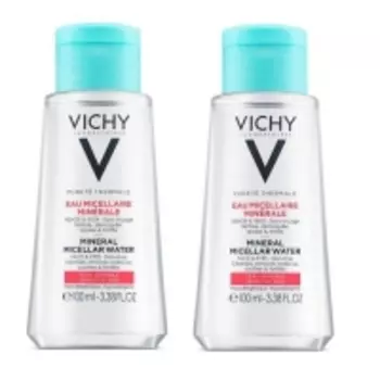 Vichy - Комплект: Мицеллярная вода с минералами для чувствительной кожи, 2 шт. по 100 мл, 1 шт