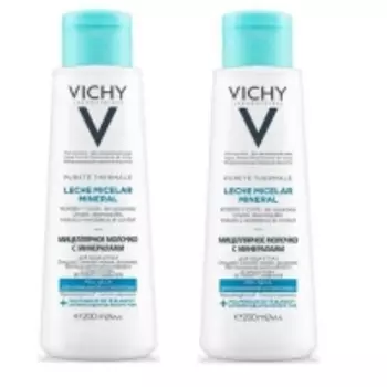 Vichy - Комплект: Мицеллярное молочко с минералами для сухой и нормальной кожи, 2 шт. по 200 мл, 1 шт