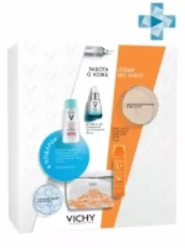 Vichy Набор Базовый уход в путешествии: Освежающий спрей-вуаль для лица SPF50, 75 мл + Ежедневный гель-сыворотка Mineral 89, 30 мл + Мицеллярная вода с минералами для чувствительной кожи 100 мл