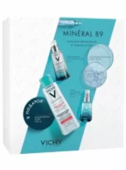 Vichy Набор Mineral 89: Ежедневный гель-сыворотка для лица, 50 мл + Уход для кожи вокруг глаз 15 мл + Мицеллярная вода с минералами 200 мл