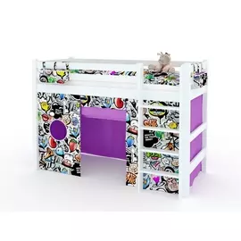 Декоративная подушка Райтон-Natura Комплект штор на низкую кровать Отто (Симпл Граффити/Симпл Сиреневый) 191x79