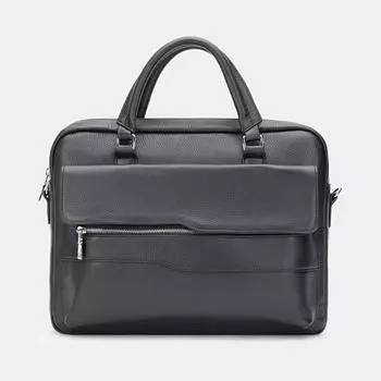 АУГС222800 Сумка мужская 370х270х70 нат.кожа черная