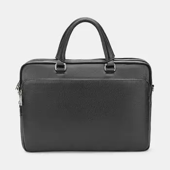 АУГС190300 Сумка мужская нат.кожа 400*280*55 черная