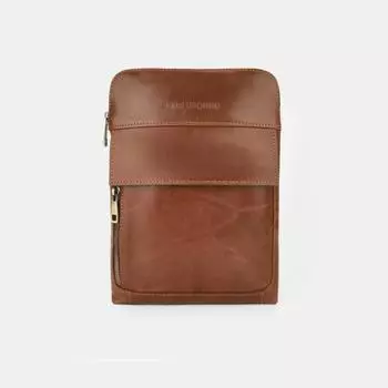 АУГС336300 Сумка мужская натуральная кожа 21х29х2,коричневая