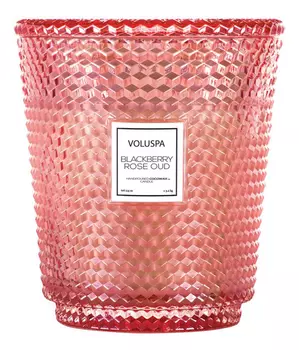 Ароматическая свеча Blackberry Rose Oud (Ежевика, Роза и Уд): свеча в стеклянном подсвечнике с 5 фитилями 3500г