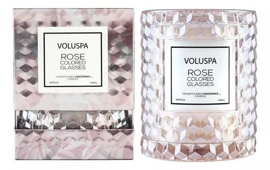 Ароматическая свеча Rose Colored Glasses (мир в розовом цвете): свеча в стеклянном подсвечнике с крышкой 240г