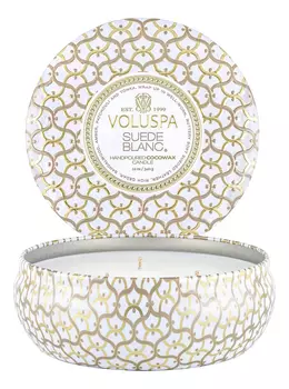 Ароматическая свеча Suede Blanc (белая замша): свеча в алюминиевом подсвечнике с 3 фитилями 340г