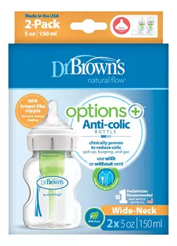 Бутылочка с широким горлышком антиколик WB52600 Natural Flow Options+ 2*150мл