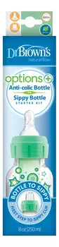 Бутылочка с узким горлышком антиколик Natural Flow Options SB81603 250мл (зеленная)